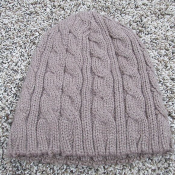 Womens Pullover Winter Beanie One Size Brown Floral Hat Cap - Picture 2 of 2